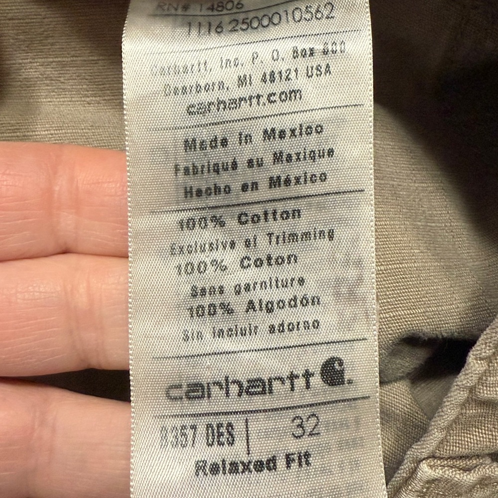 Carhartt Men's Beige Military Drab Cargo Ripstop Shorts Sz 32 Relaxed Fit - Picture 11 of 15